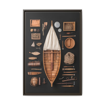 Wood Boat Framed Canvas