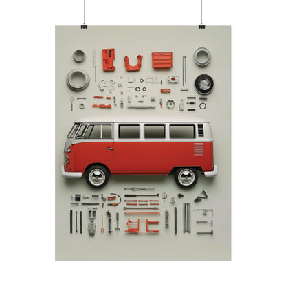 Red Classic Van Rolled Poster