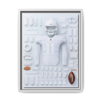 American Football White Framed Canvas
