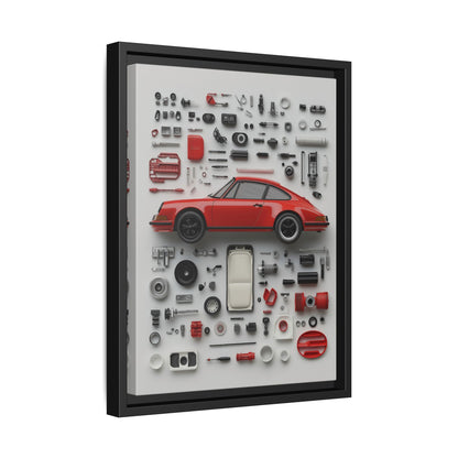 Red Classic Porsche Framed Canvas