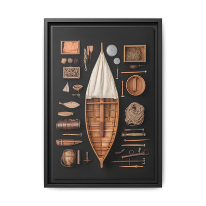 Wood Boat Framed Canvas