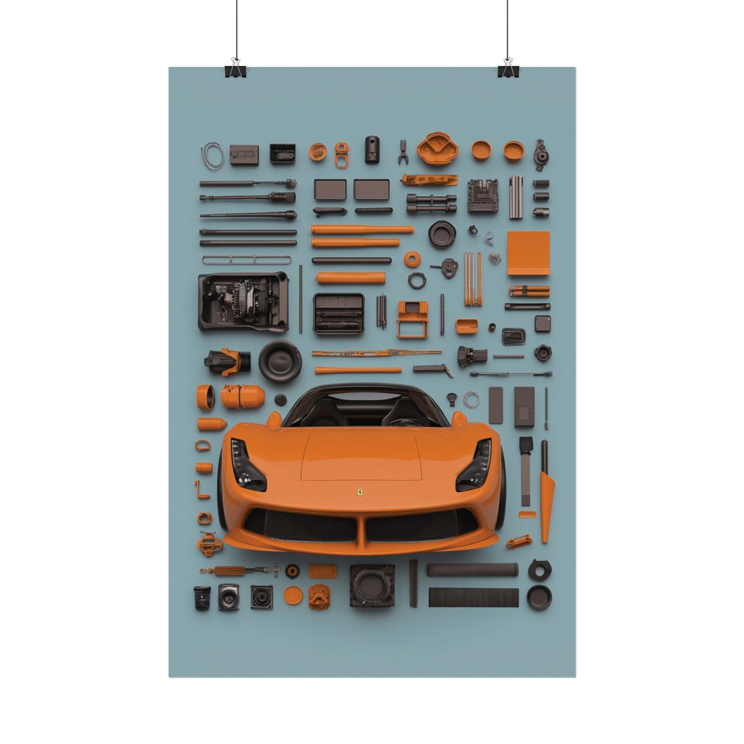 Orange Ferrari Rolled Poster