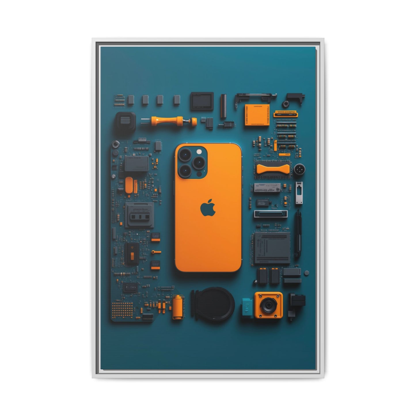 IPhone Orange Framed Canvas