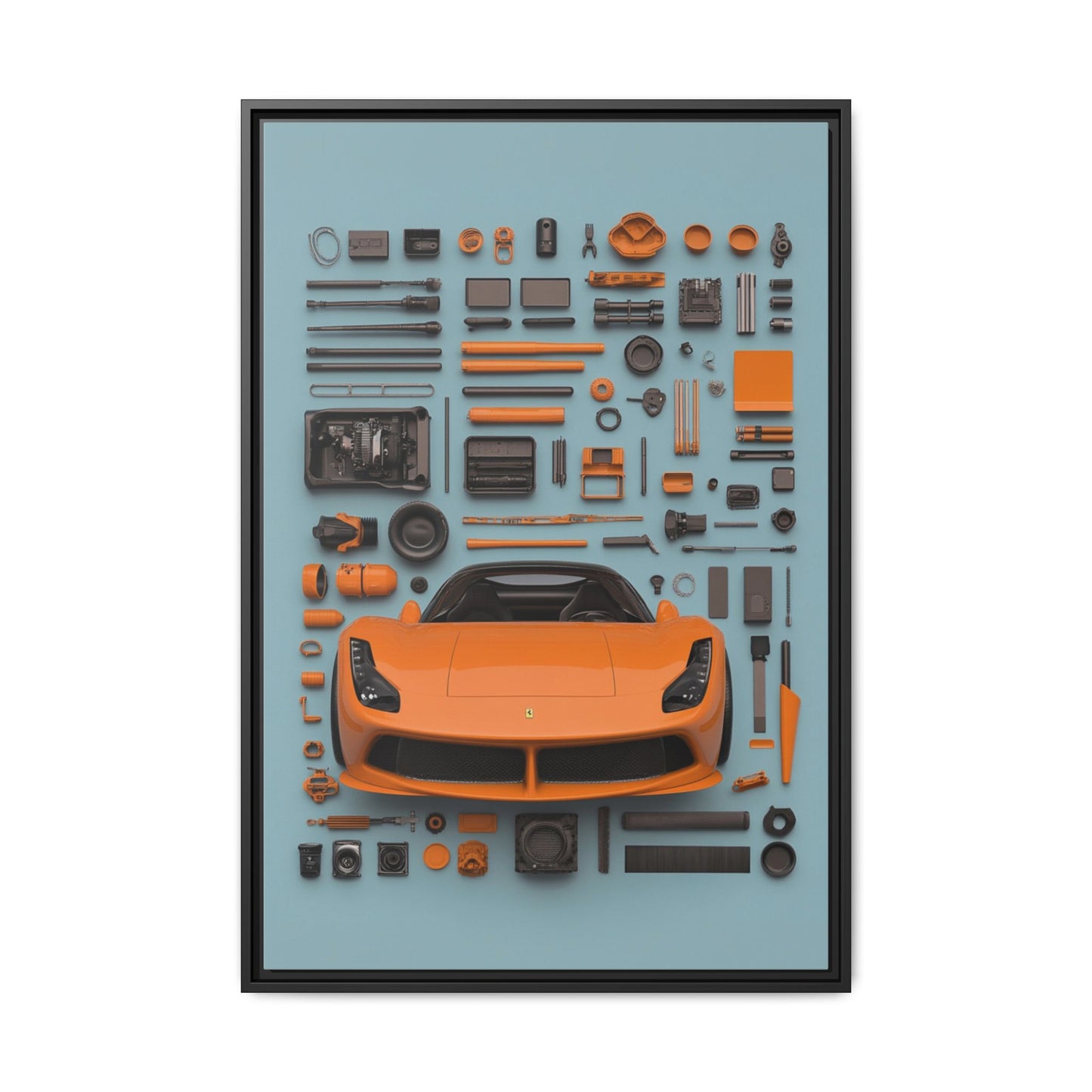 Orange Ferrari Framed Canvas
