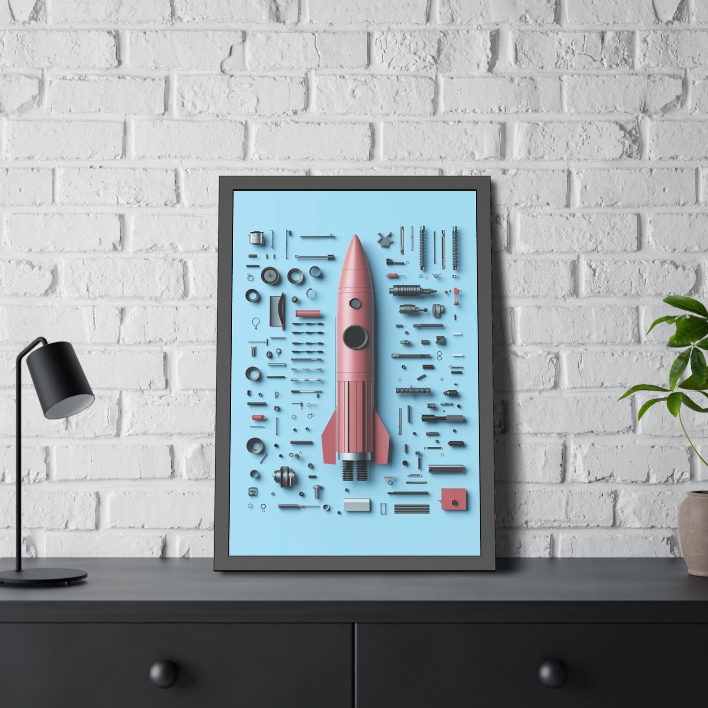 Pink Rocket Framed Poster US