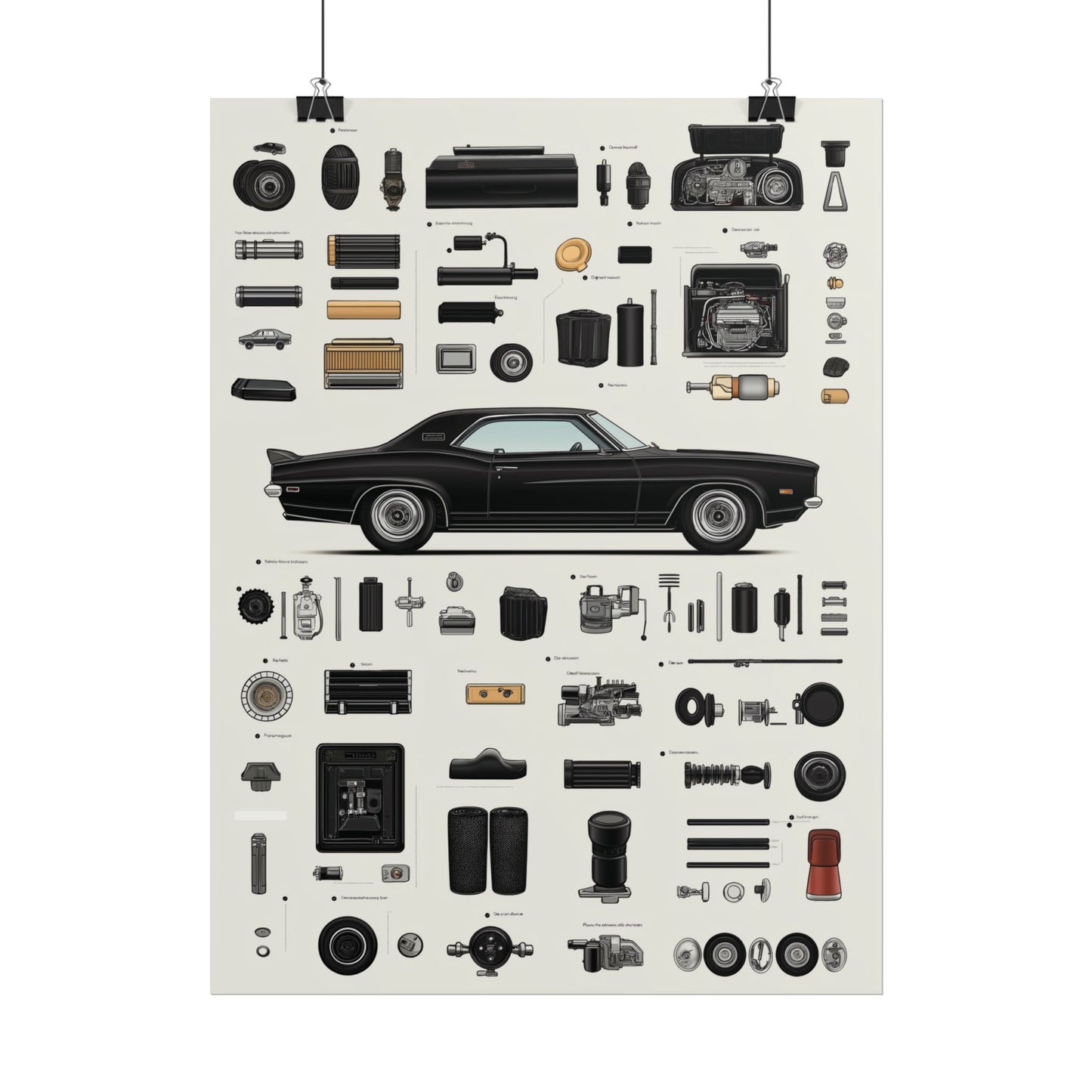 Black Mustang Rolled Poster