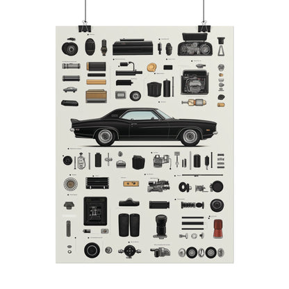 Black Mustang Rolled Poster