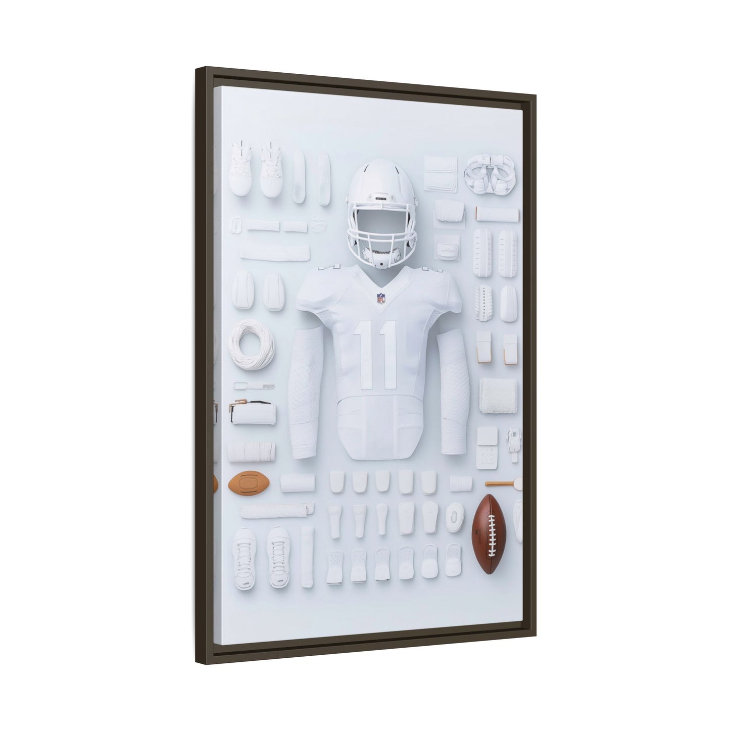 American Football White Framed Canvas
