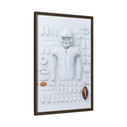 American Football White Framed Canvas