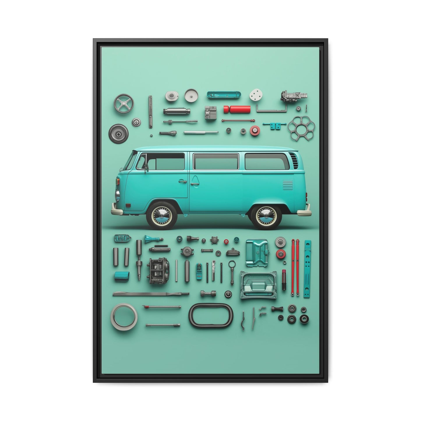 Blue Classic Van Framed Canvas