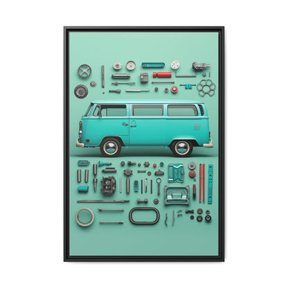 Blue Classic Van Framed Canvas