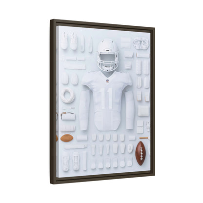 American Football White Framed Canvas