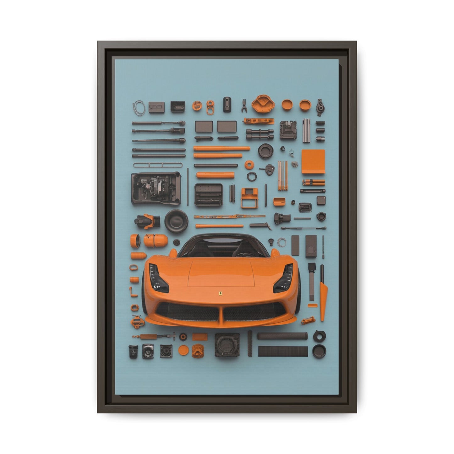Orange Ferrari Framed Canvas
