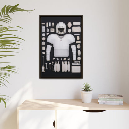 American Football Black Framed Canvas