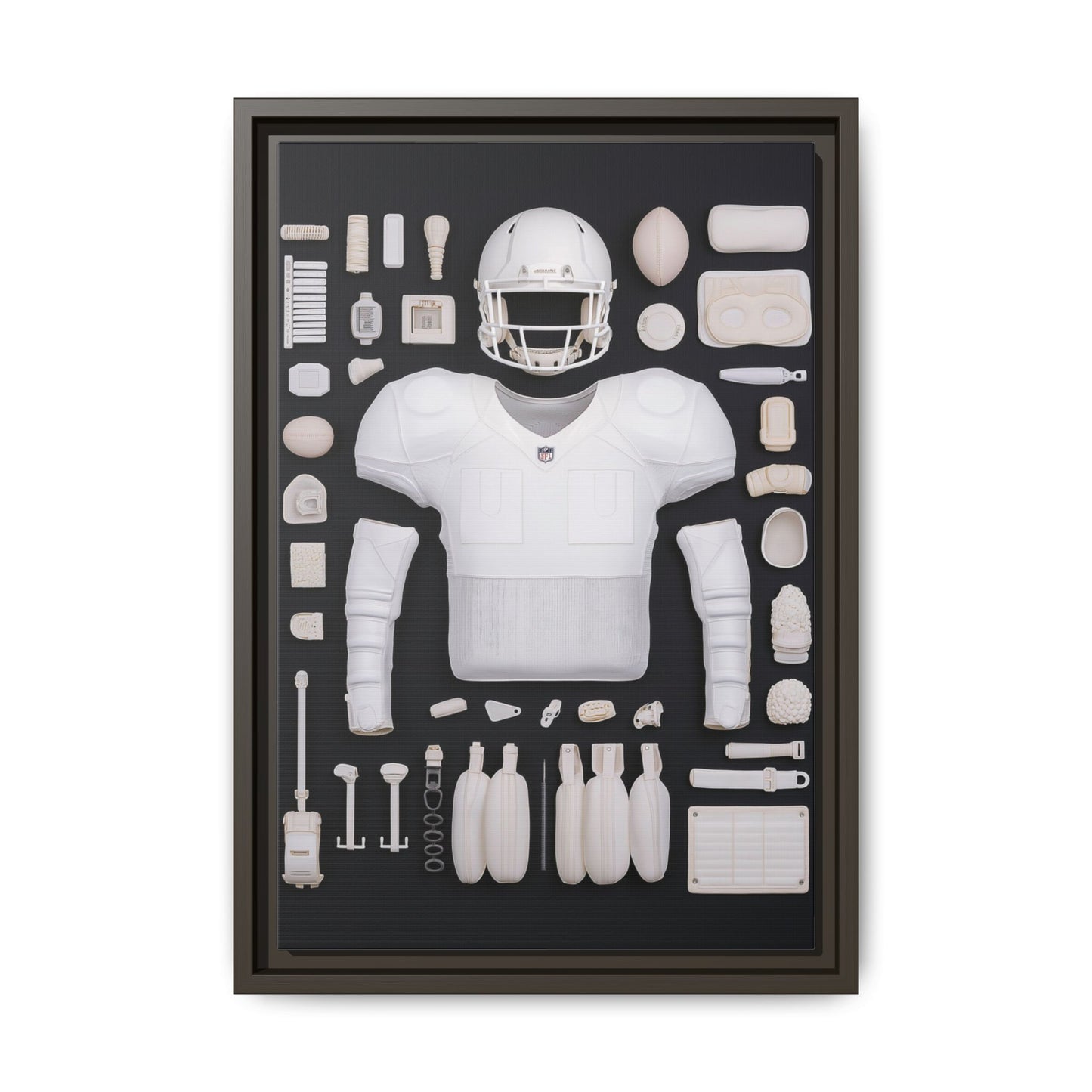 American Football Black Framed Canvas