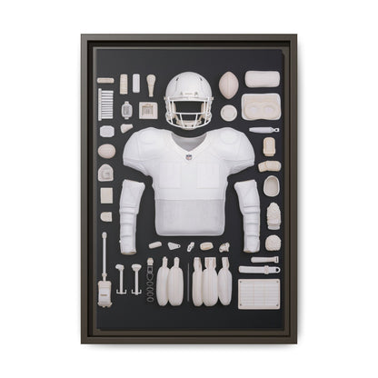 American Football Black Framed Canvas