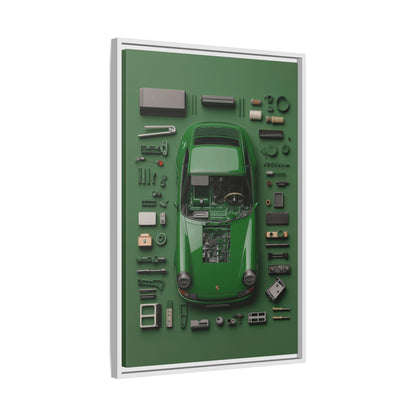 Green Classic Porsche Framed Canvas