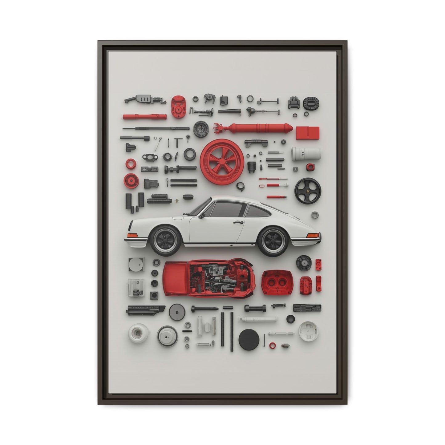 White Classic Porsche Framed Canvas