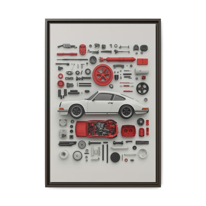 White Classic Porsche Framed Canvas