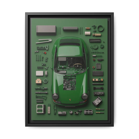 Green Classic Porsche Framed Canvas