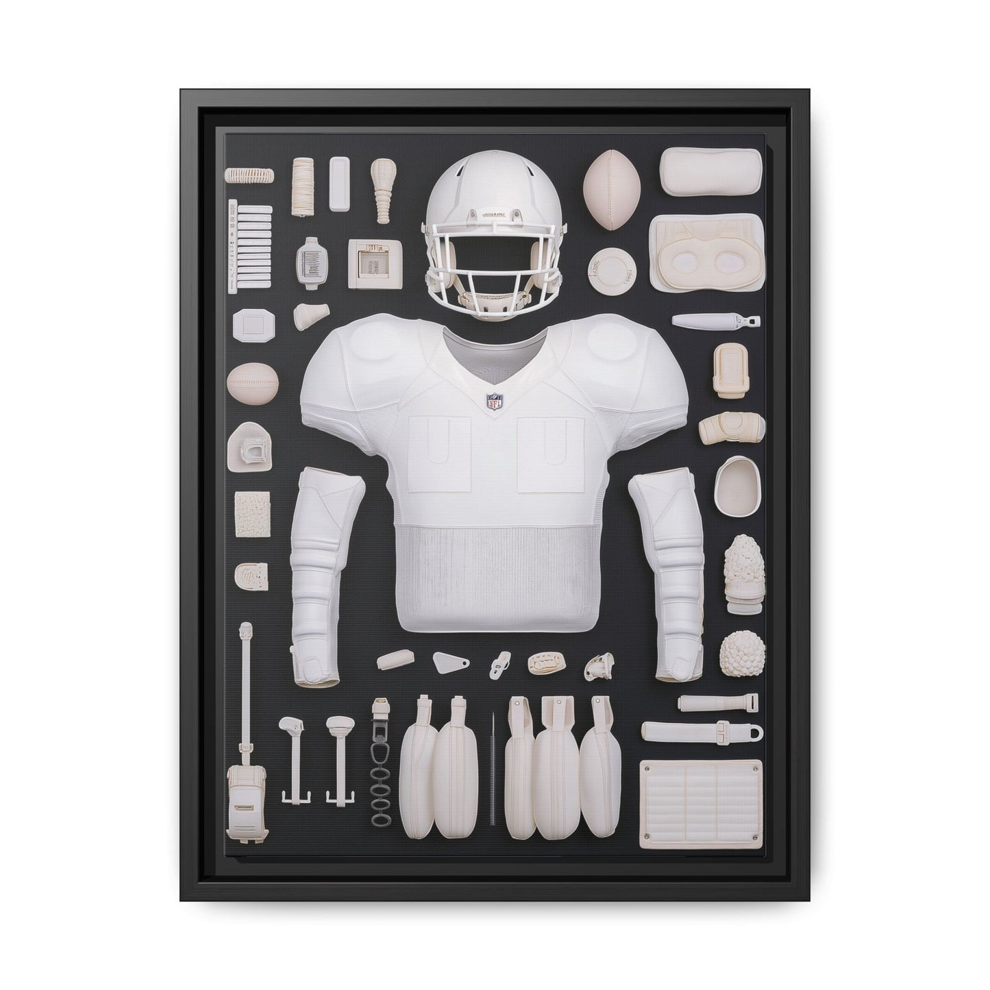 American Football Black Framed Canvas