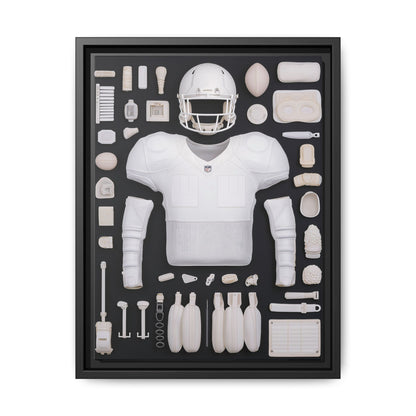 American Football Black Framed Canvas