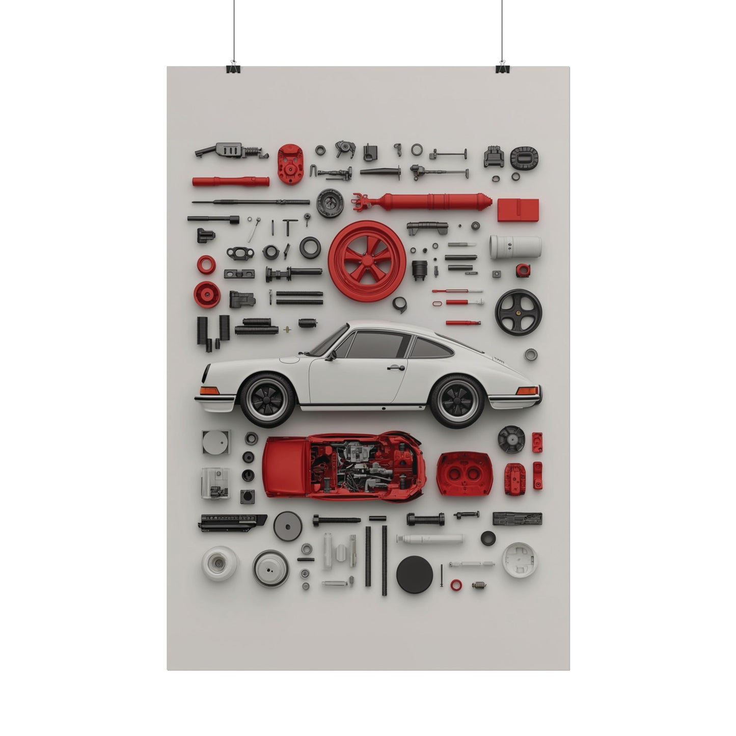 White Classic Porsche Rolled Poster