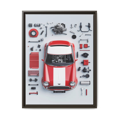 Mini Cooper Mod Framed Canvas