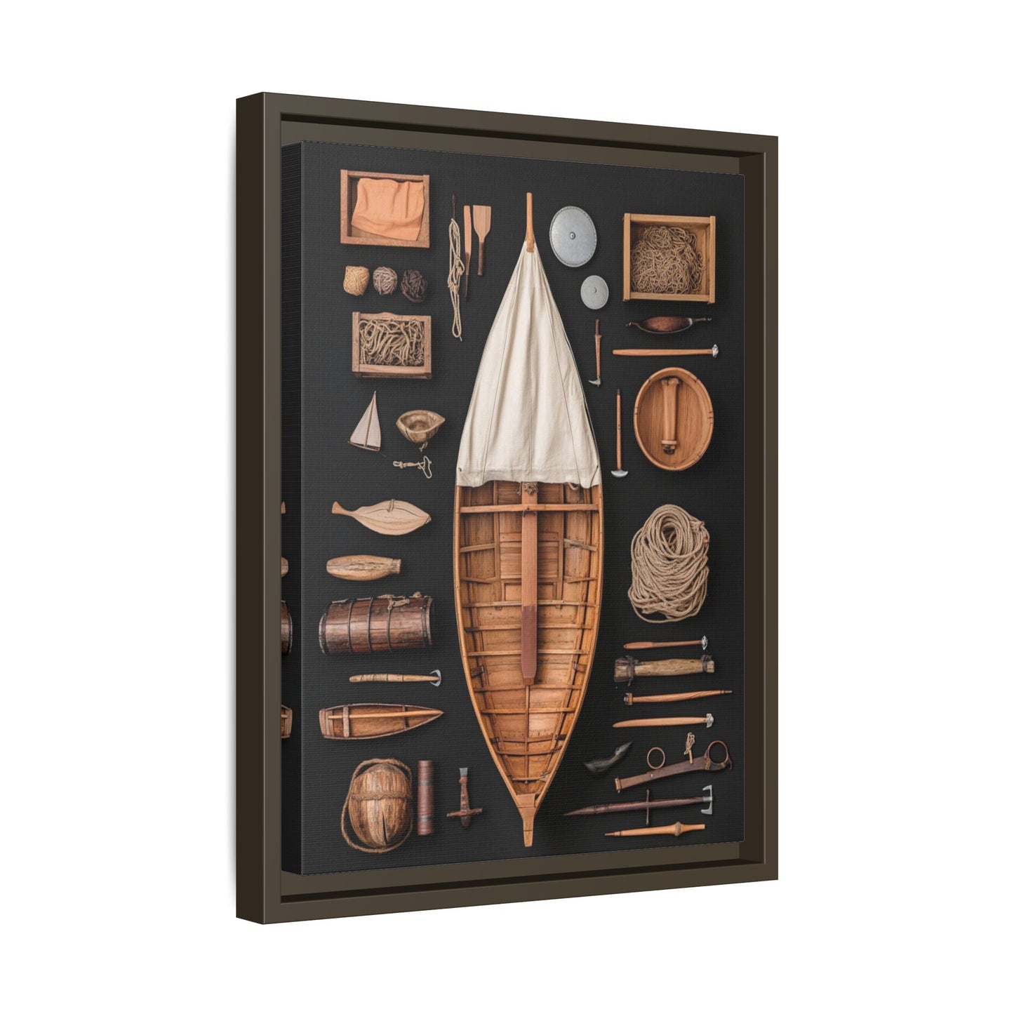 Wood Boat Framed Canvas