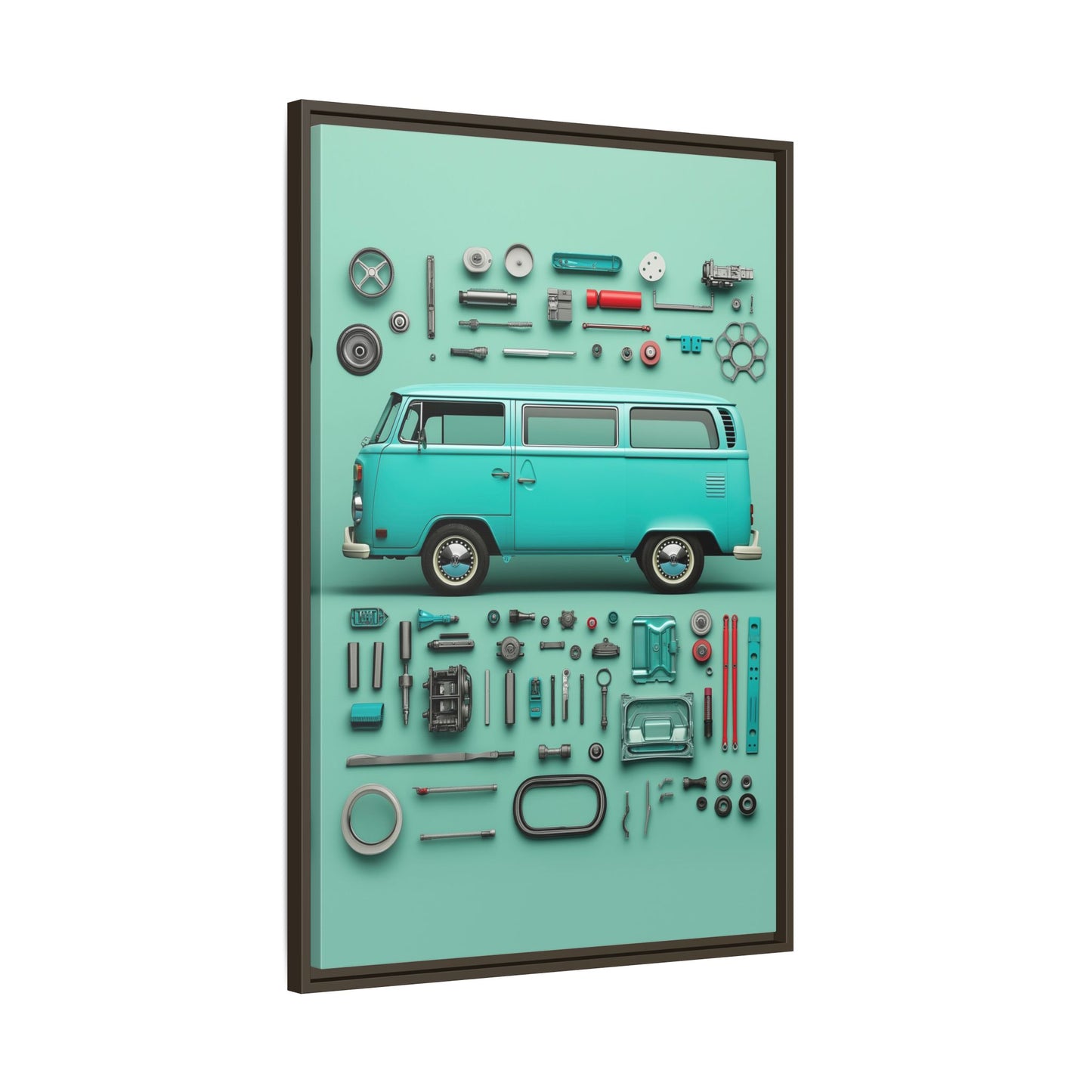Blue Classic Van Framed Canvas