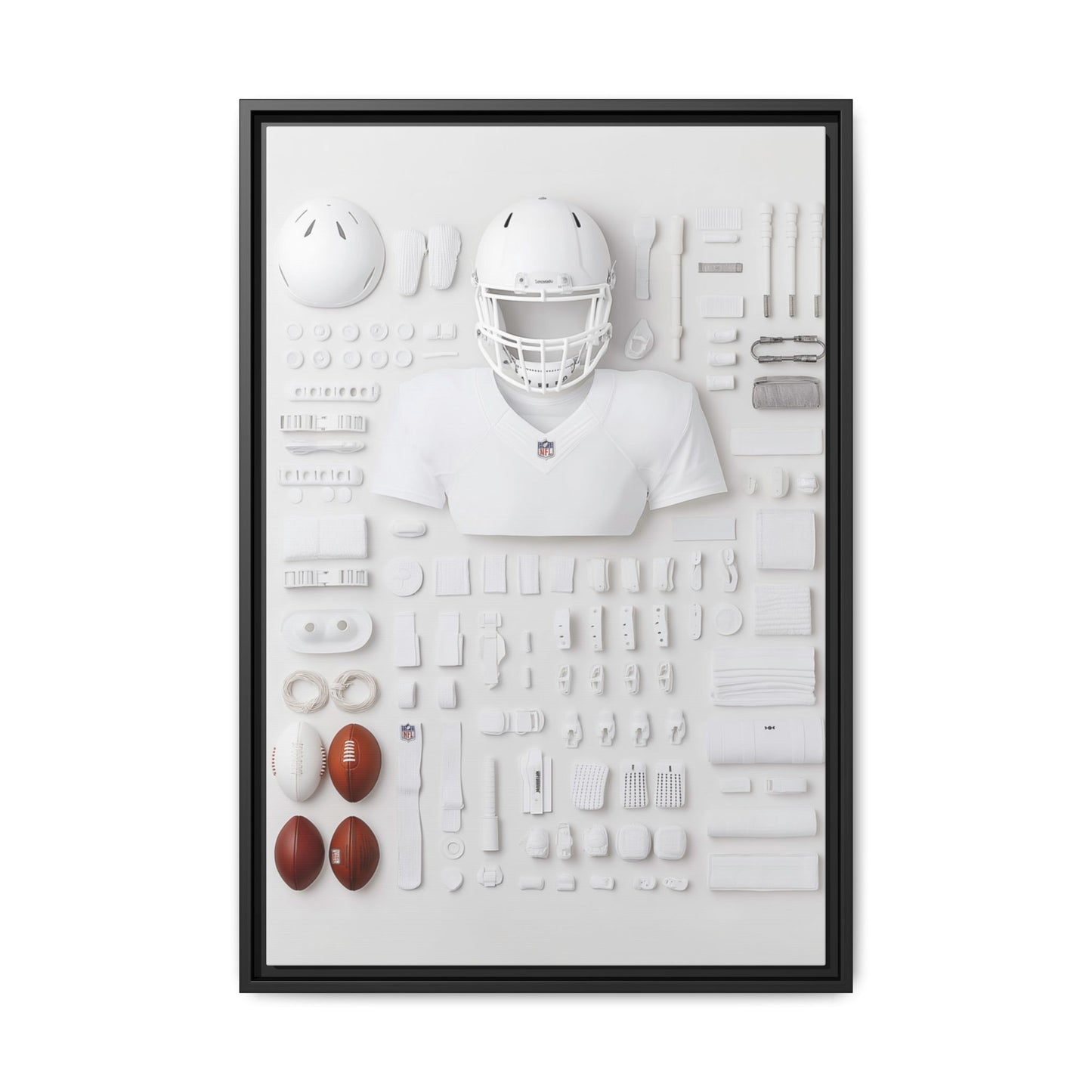 American Football Equipment Framed Canvas
