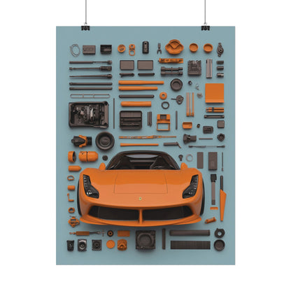 Orange Ferrari Rolled Poster