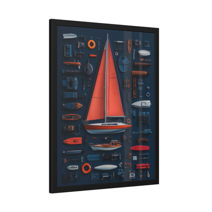 Sailboat Red Framed Poster US