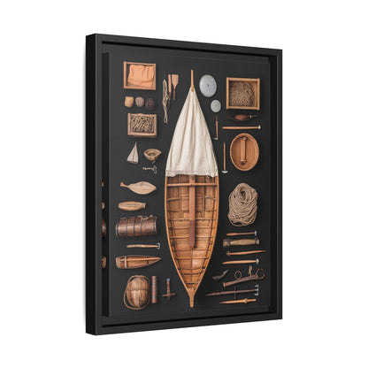Wood Boat Framed Canvas