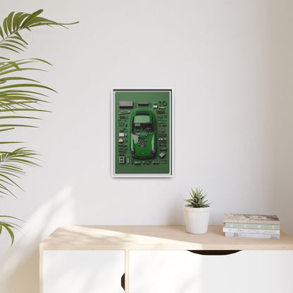 Green Classic Porsche Framed Canvas