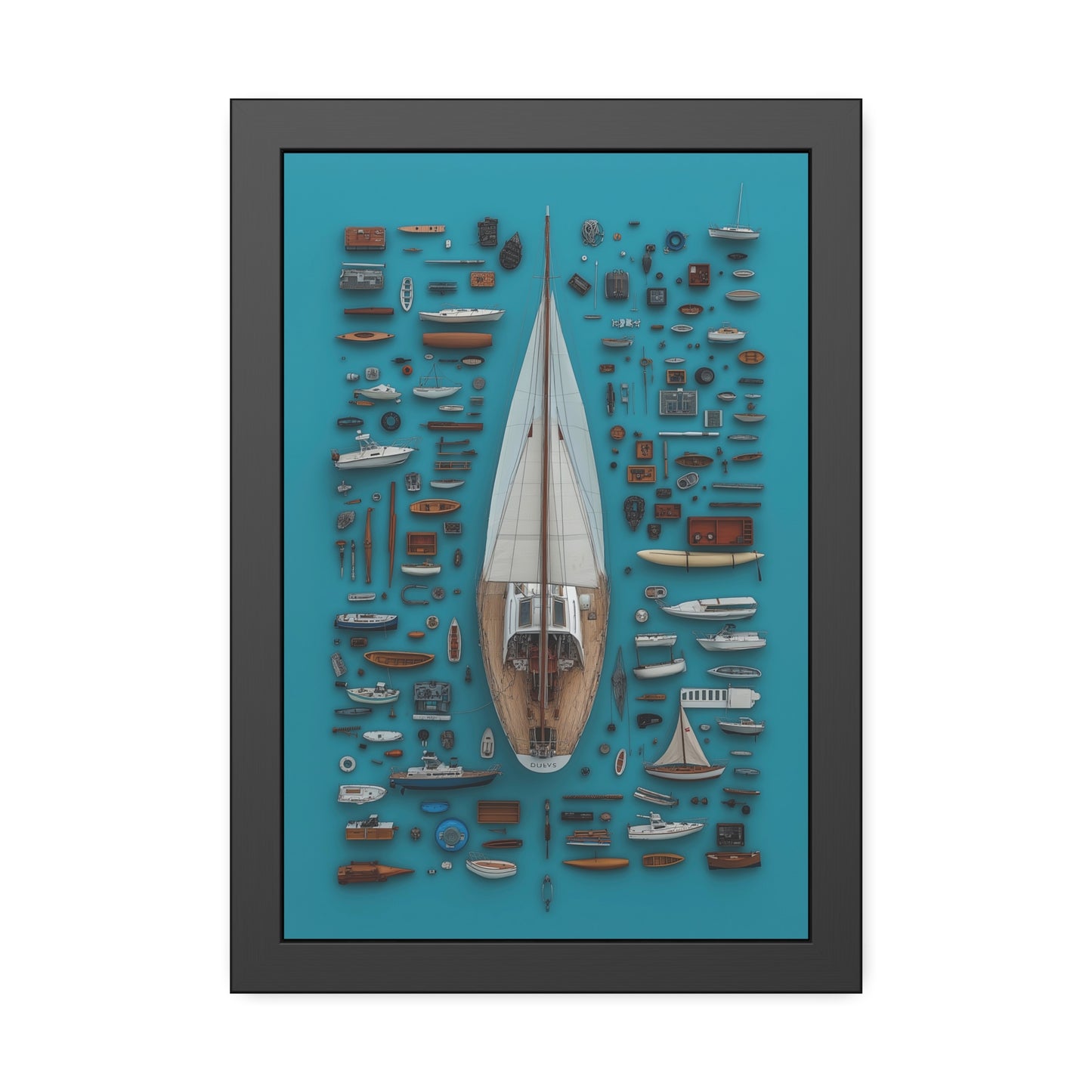Sailboat Blue Framed Poster US