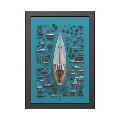 Sailboat Blue Framed Poster US