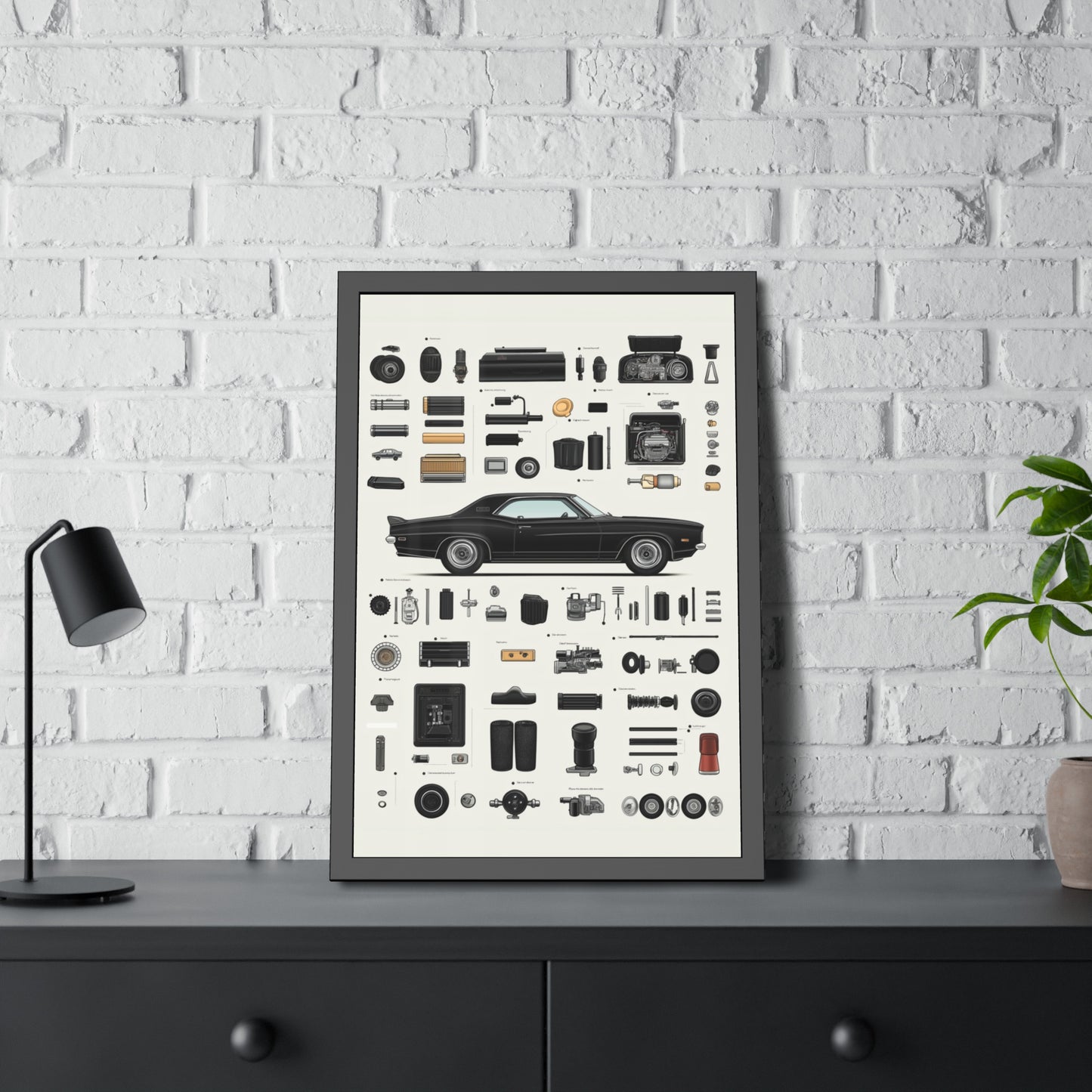 Black Mustang Framed Poster US