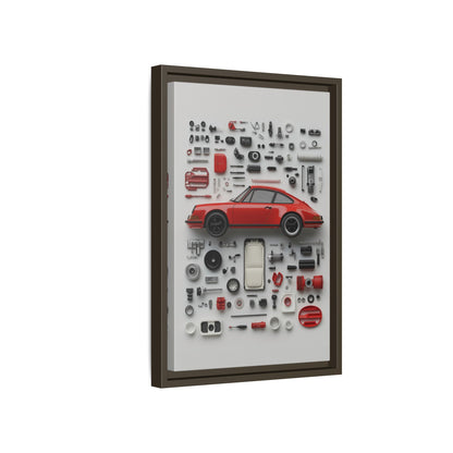Red Classic Porsche Framed Canvas