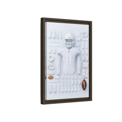American Football White Framed Canvas