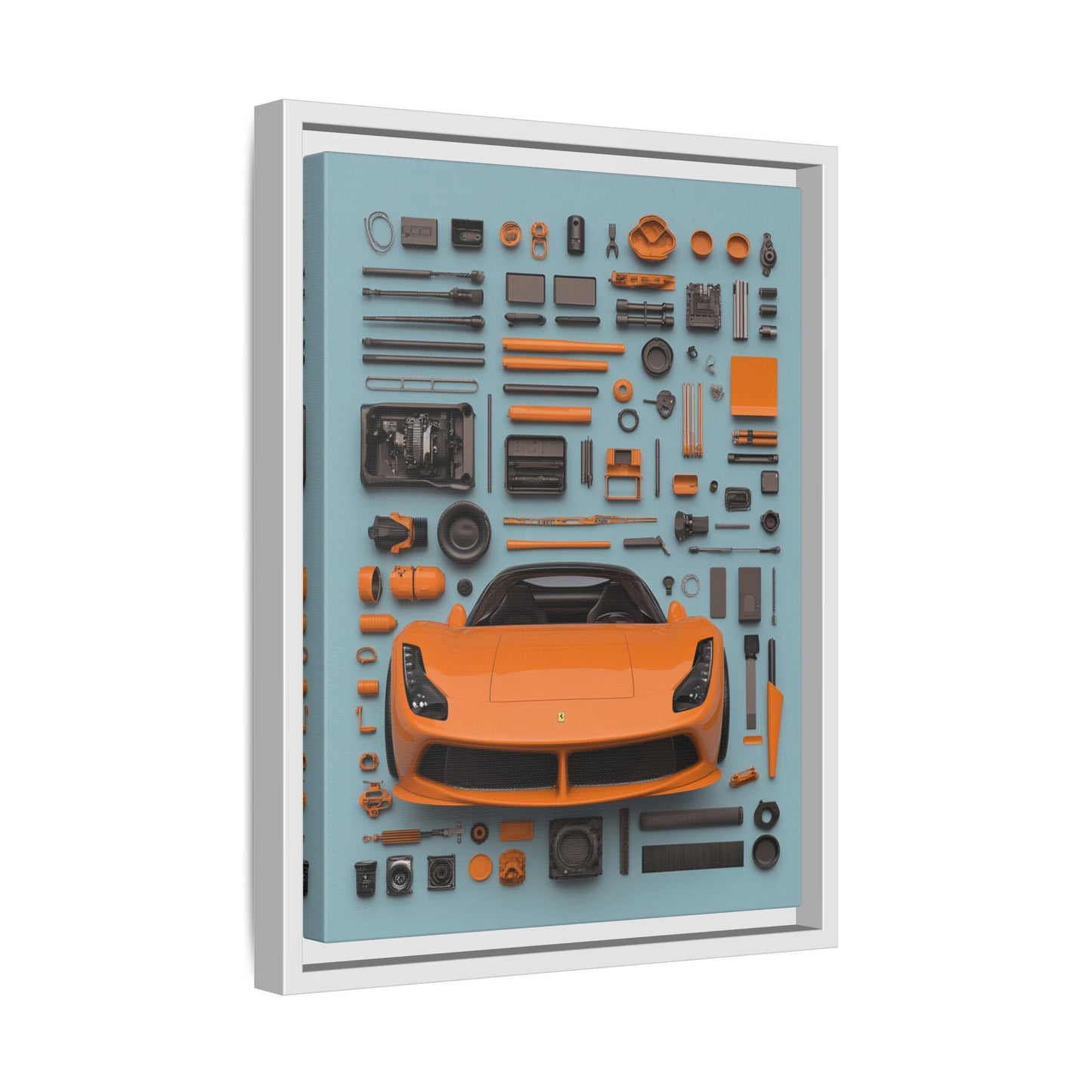 Orange Ferrari Framed Canvas