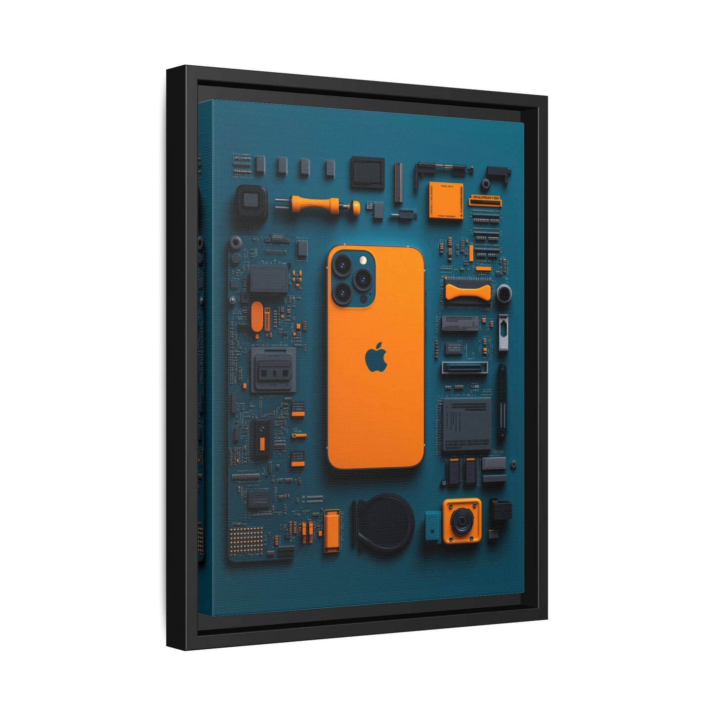 IPhone Orange Framed Canvas