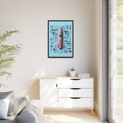 Pink Rocket Framed Canvas