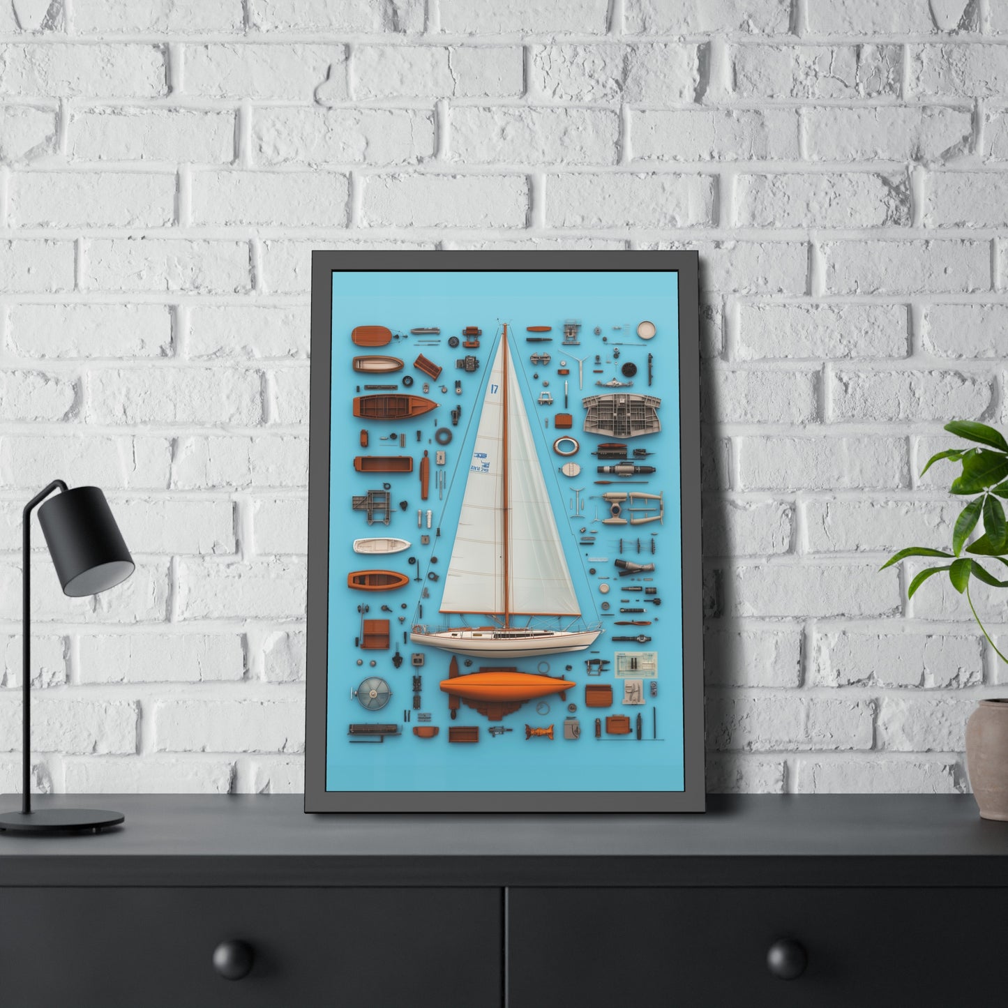 Sailboat White Framed Poster US