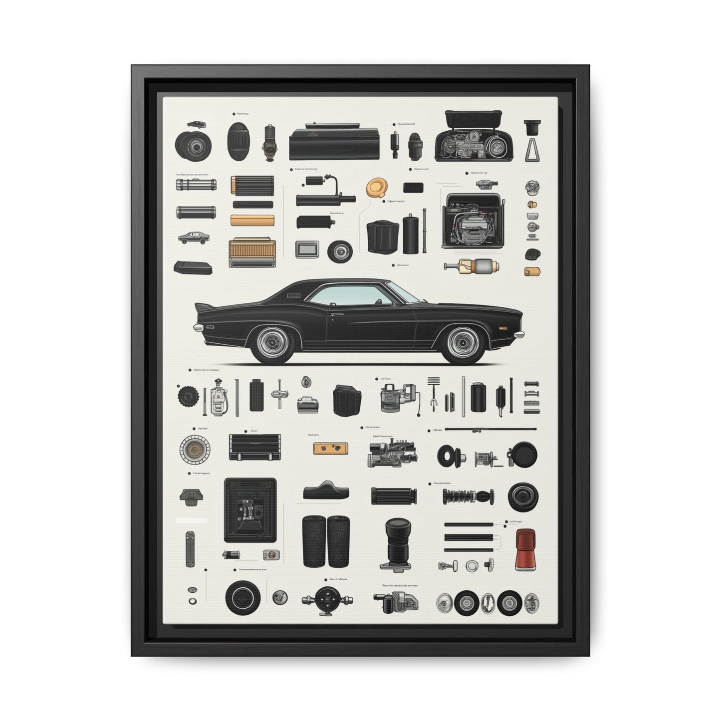 Black Mustang Framed Canvas