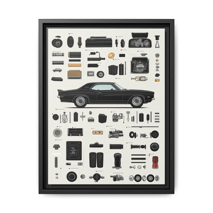 Black Mustang Framed Canvas