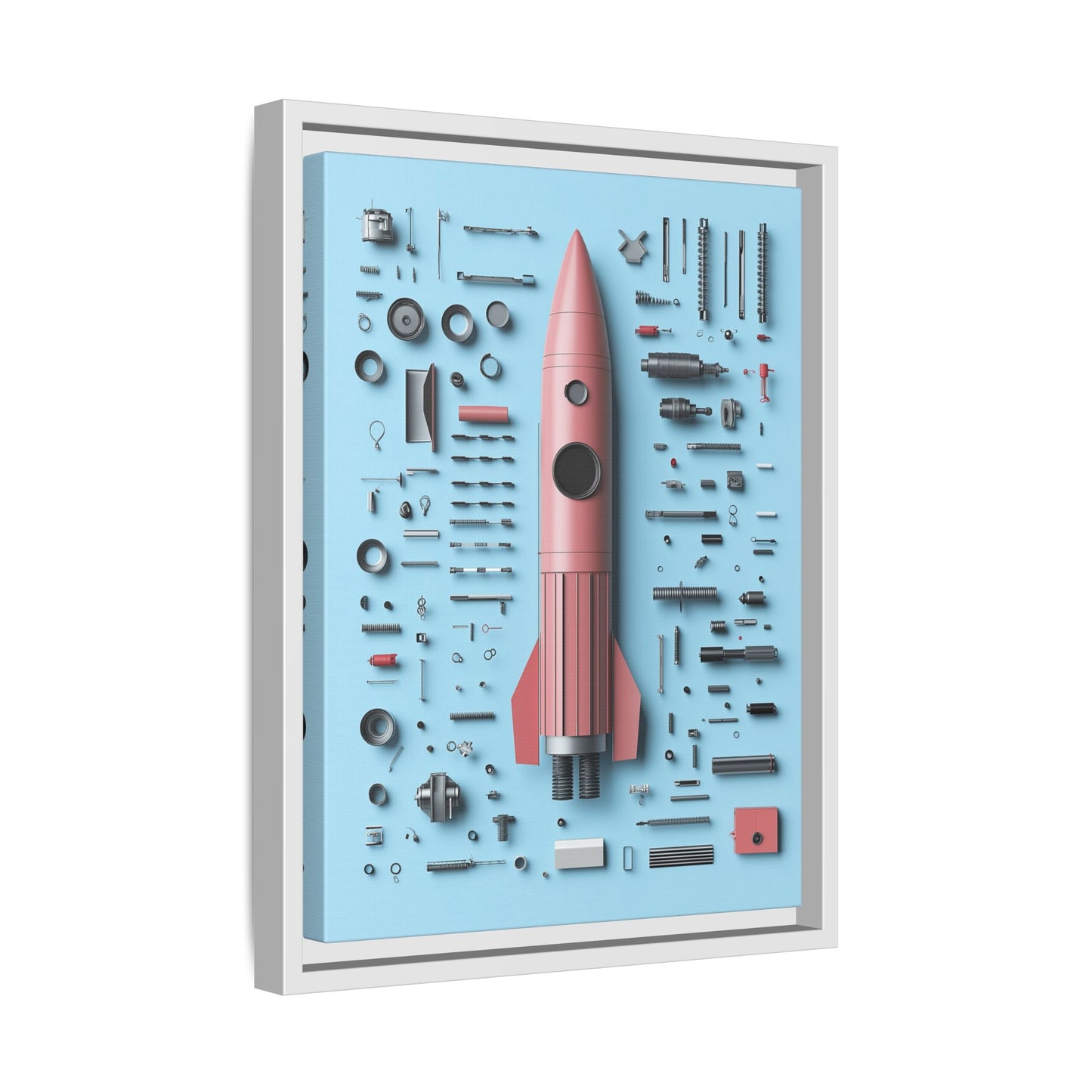 Pink Rocket Framed Canvas