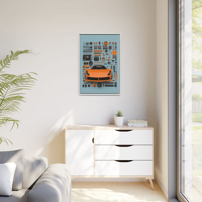 Orange Ferrari Framed Canvas