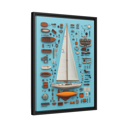Sailboat White Framed Canvas