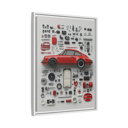 Red Classic Porsche Framed Canvas